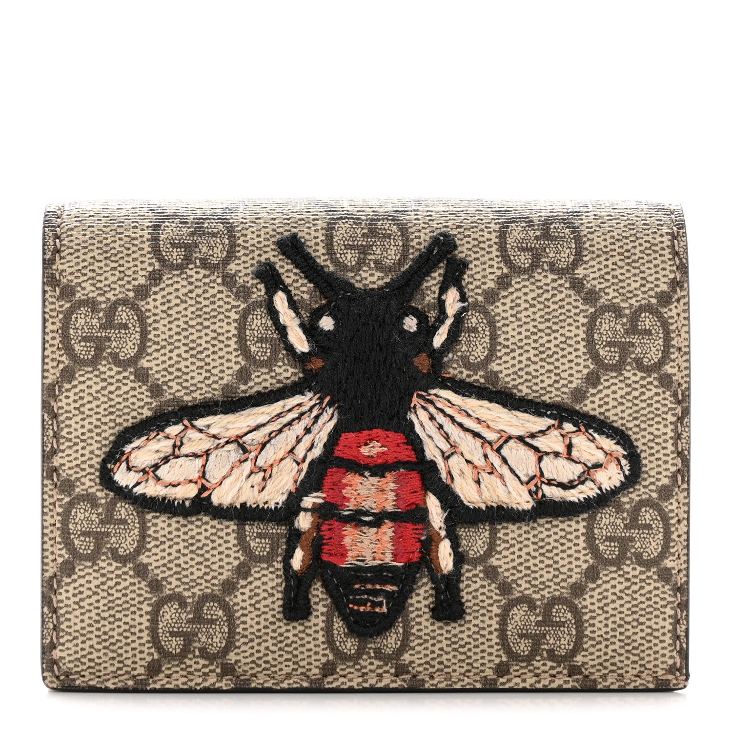 Gucci GG Supreme Monogram Bee Embroidered Card Case 1 of 8