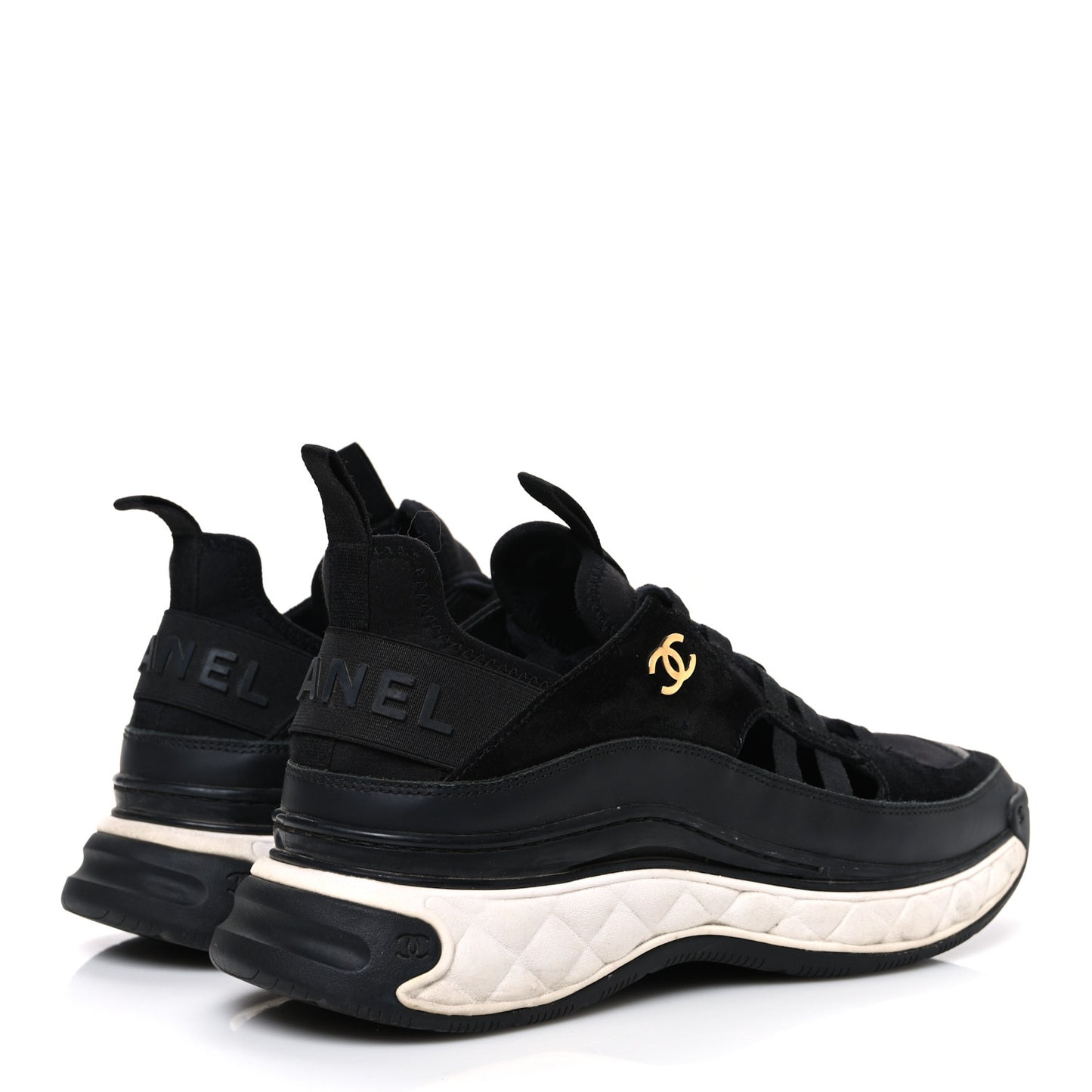Fabric Calfskin Suede CC Sneakers 41 Black