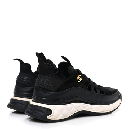 Chanel Fabric Calfskin Suede CC Sneakers 41 Black 5 of 10
