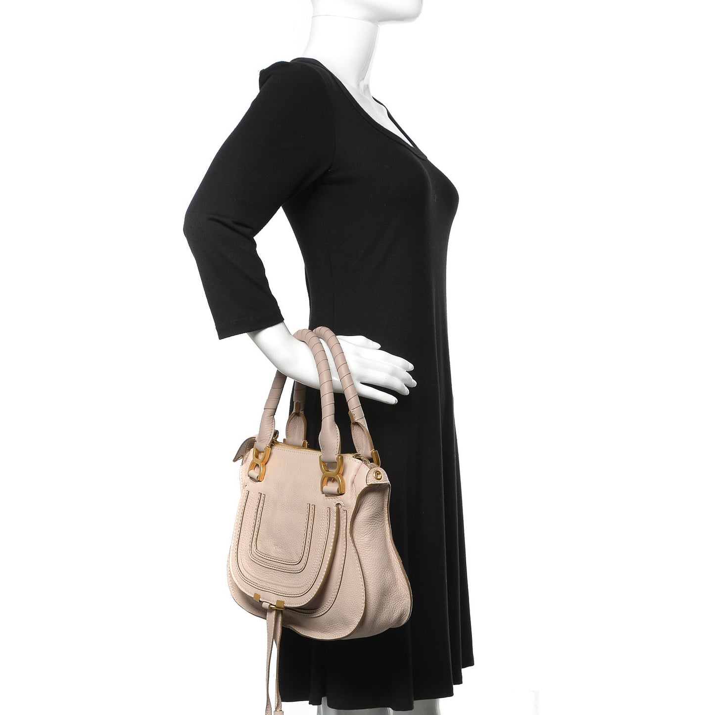 Calfskin Small Marcie Satchel Abstract White