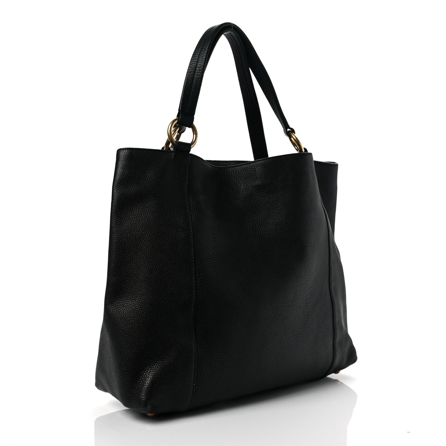 Pebbled Calfskin Twill Medium Tote Black