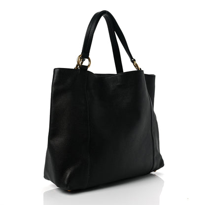 Gucci Pebbled Calfskin Twill Medium Tote Black 3 of 9