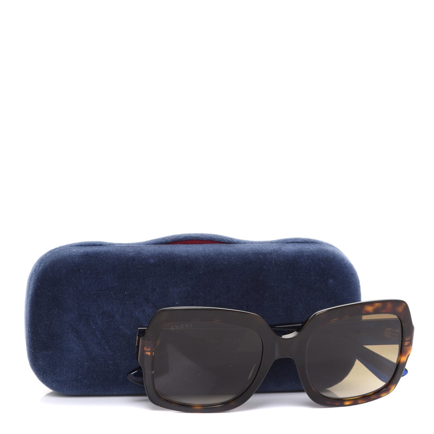 Acetate Square Frame Web Glitter Sunglasses GG0036S Brown Blue