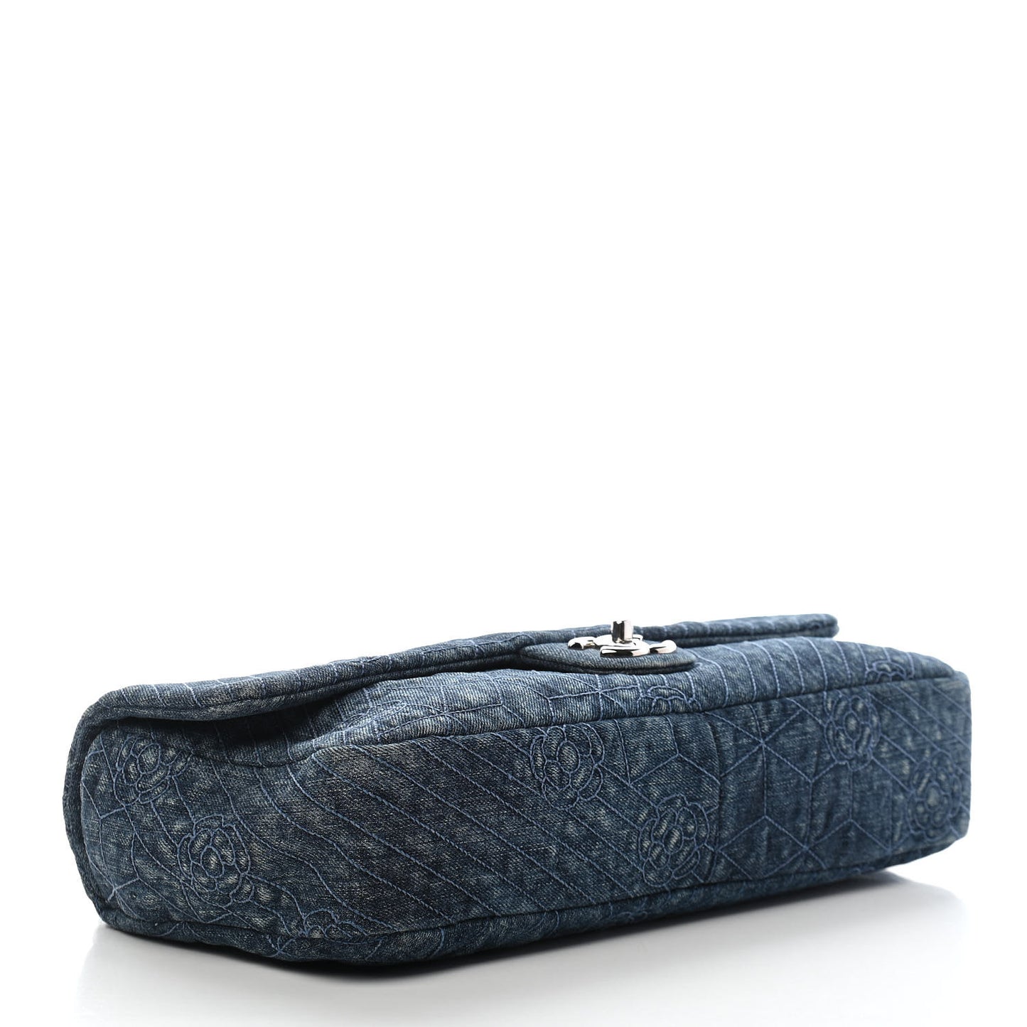 Denim Camellia Embroidered Flap Dark Blue