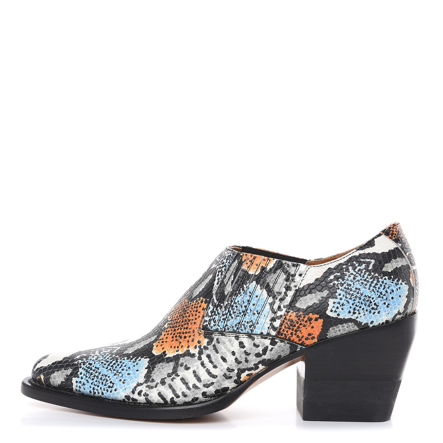 Calfskin Snakeskin Embossed Rylee Low Boot 40 Green Multicolor