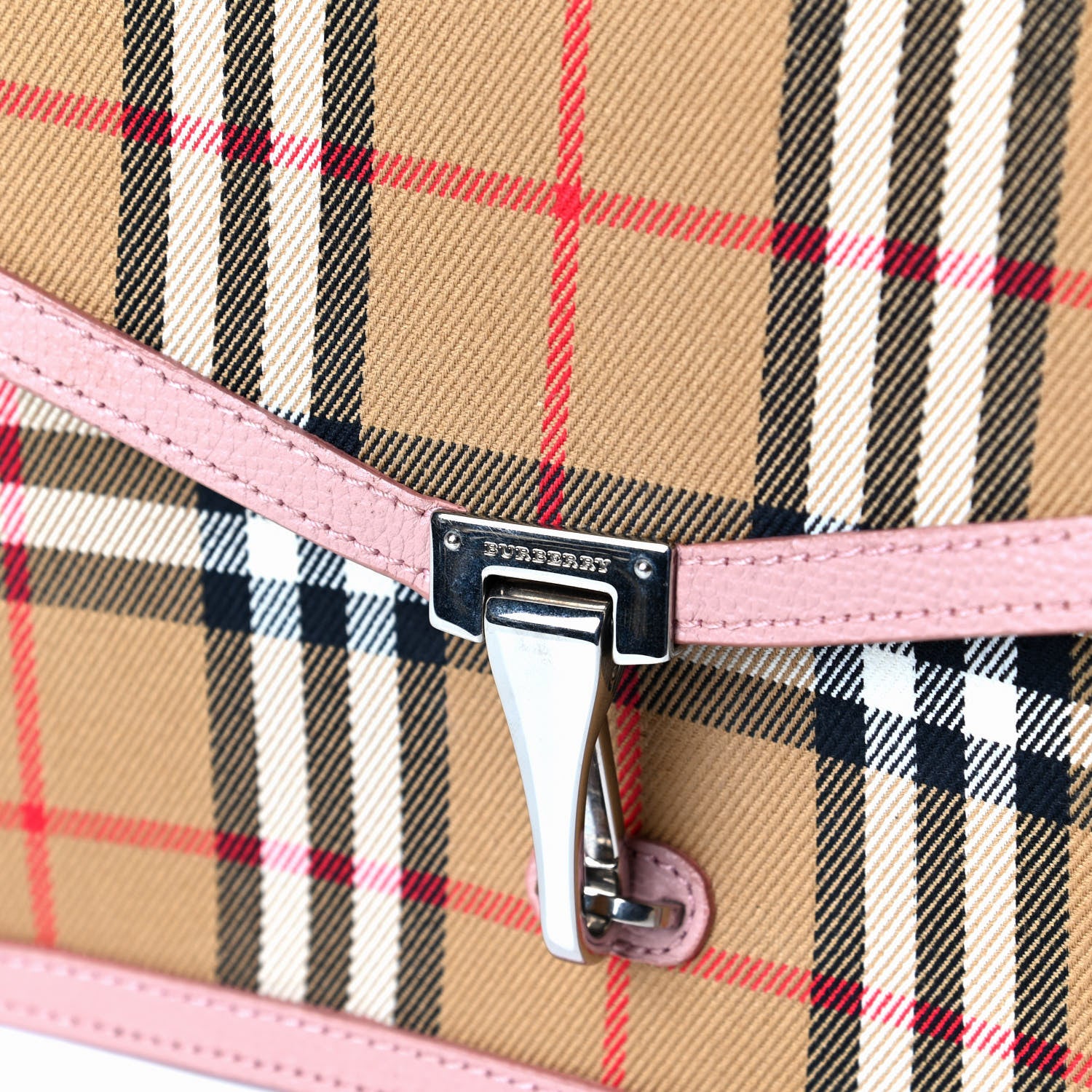Burberry Grainy Calfskin Vintage Check Small Macken Crossbody Bag Ash Rose 5 of 5