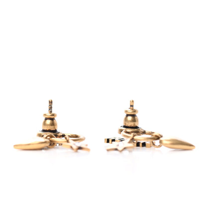 Christian Dior Metal Heart Star J'adior Drop Earrings Antique Gold 4 of 5