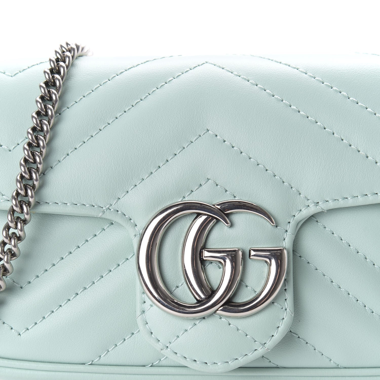 Gucci Calfskin Matelasse Super Mini GG Marmont Shoulder Bag Water Green 10 of 11