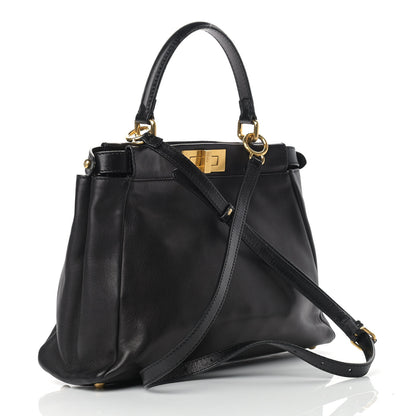 Fendi Vitello Saddle Medium Peekaboo Iconic Satchel Black 3 of 13