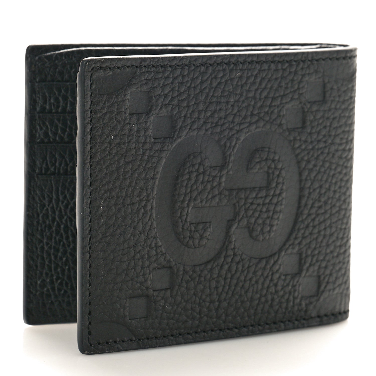 Gucci Piuma Calfskin Jumbo GG Embossed Wallet Black 3 of 8