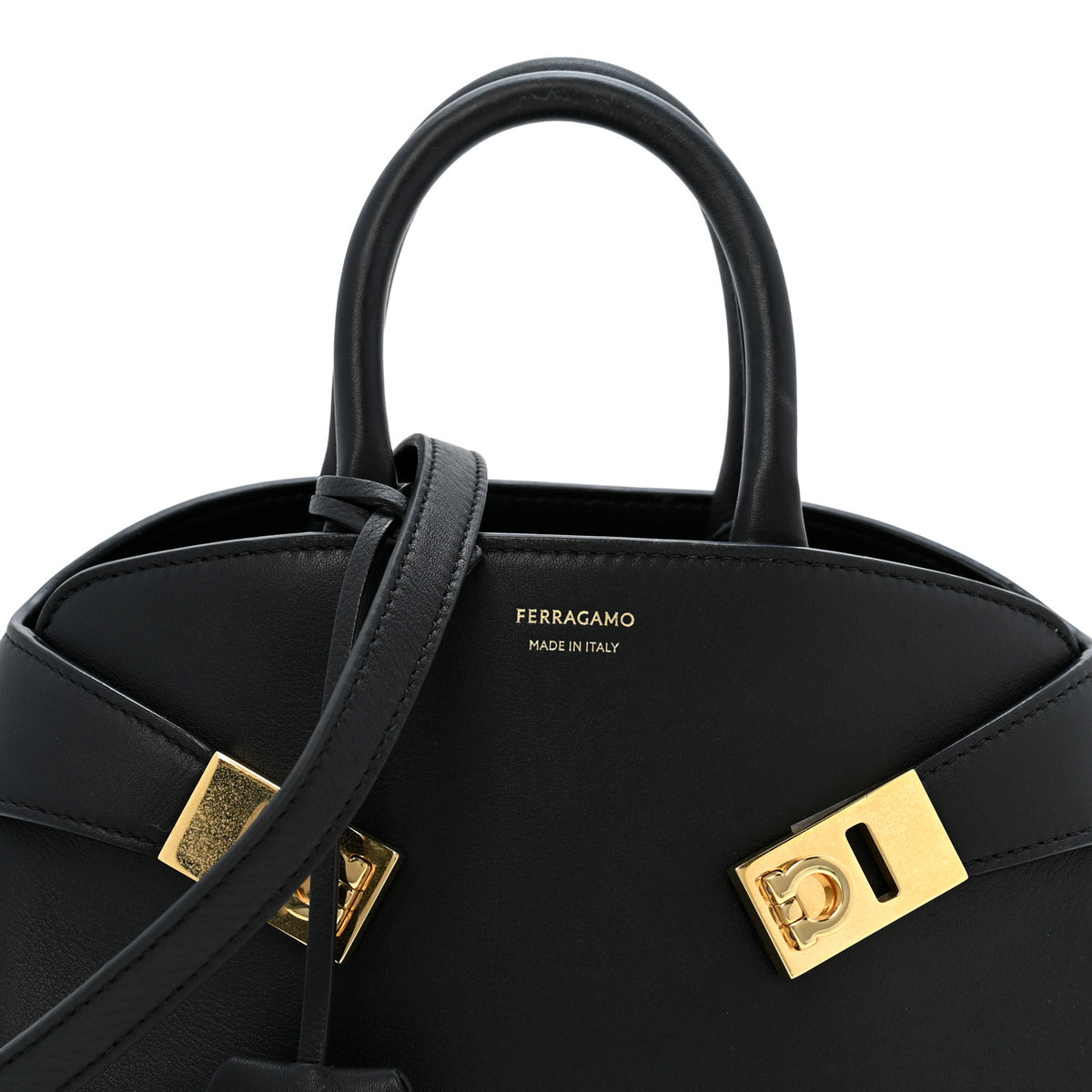Salvatore Ferragamo Calfskin Mini Hug Bag Black 7 of 12