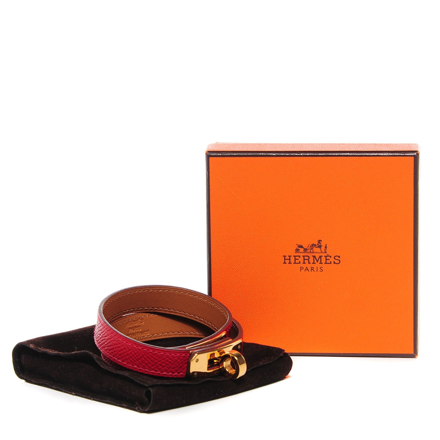 Hermes Epsom Kelly Double Tour Bracelet M Rouge Casaque 8 of 8