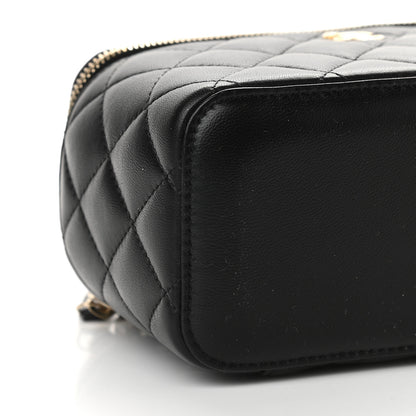 Chanel Lambskin Quilted Pearl Crush Small Vanity Case With Chain Black 8 of 9