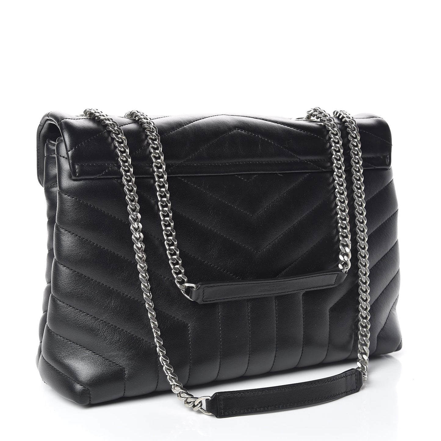 Calfskin Y Quilted Monogram Medium Loulou Chain Satchel Black