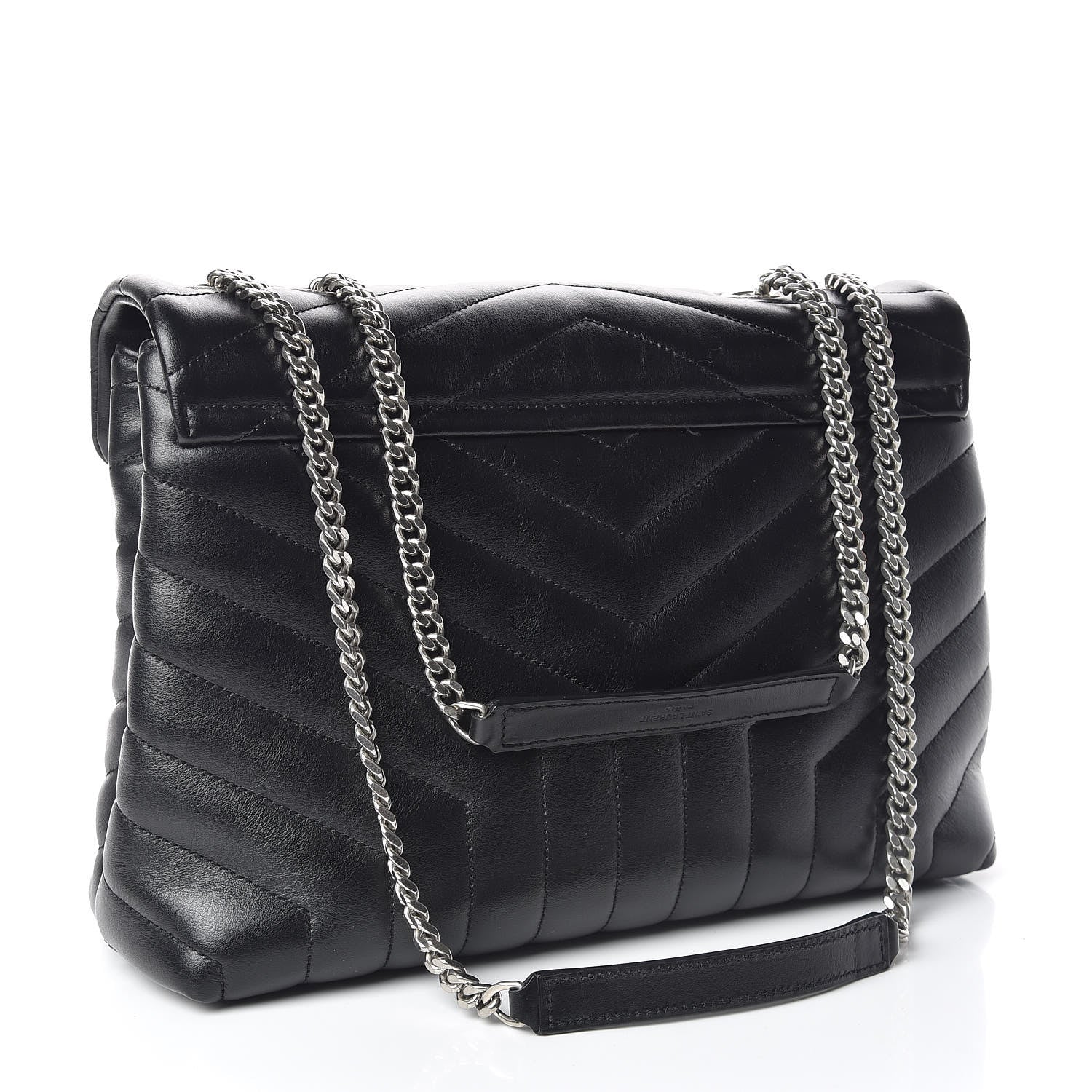 Saint Laurent Calfskin Y Quilted Monogram Medium Loulou Chain Satchel Black 3 of 12