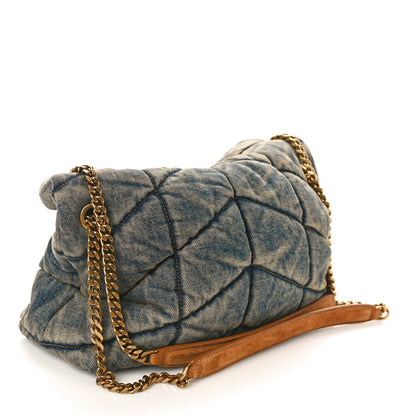 Saint Laurent Denim Quilted Small Loulou Puffer Monogram Chain Satchel Blue Cinnamon 3 of 8