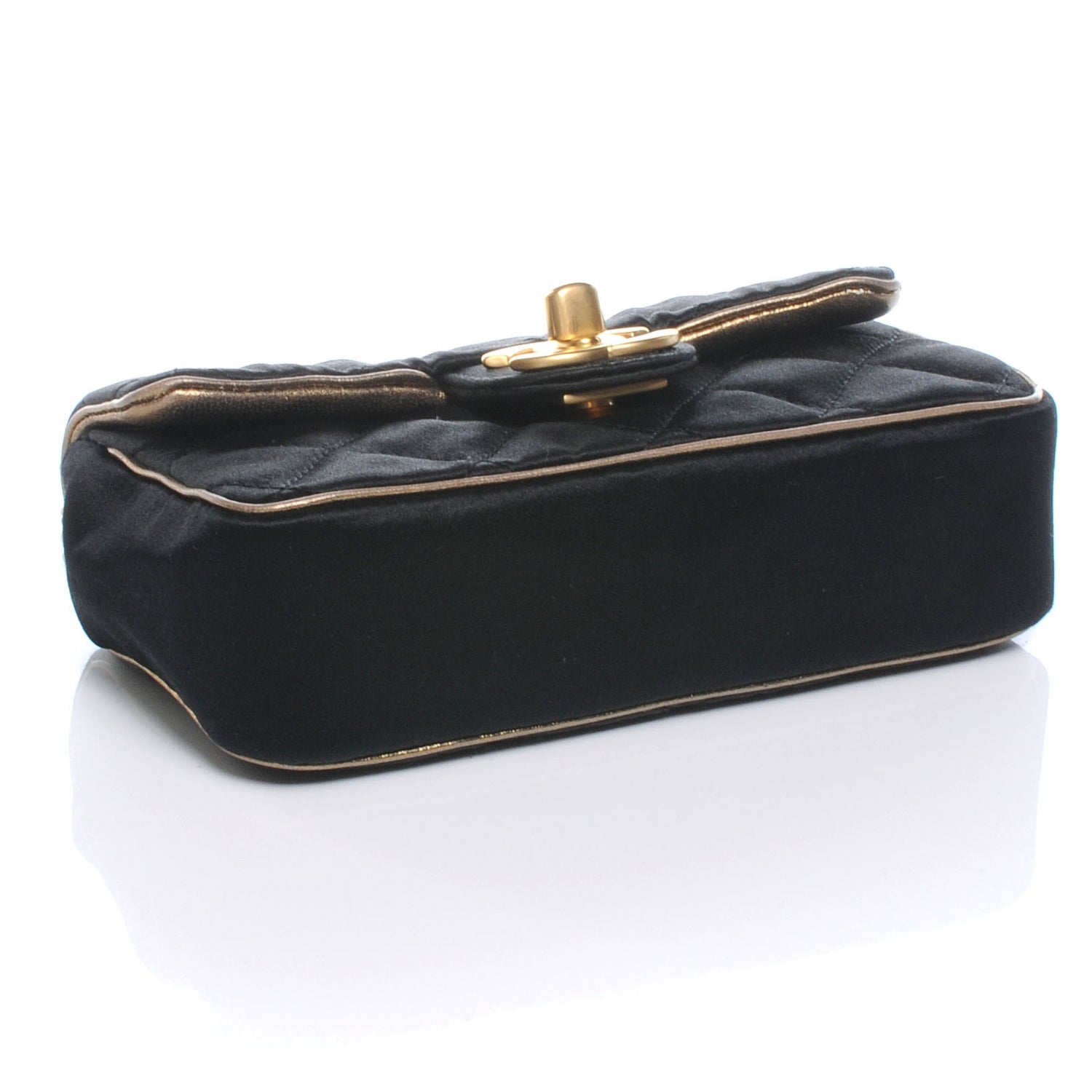 Chanel Satin Quilted Extra Mini Flap Black Gold 4 of 8