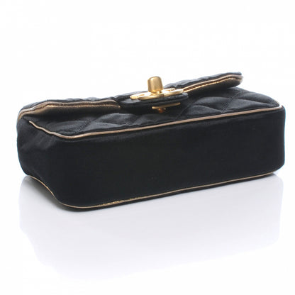 Chanel Satin Quilted Extra Mini Flap Black Gold 4 of 8