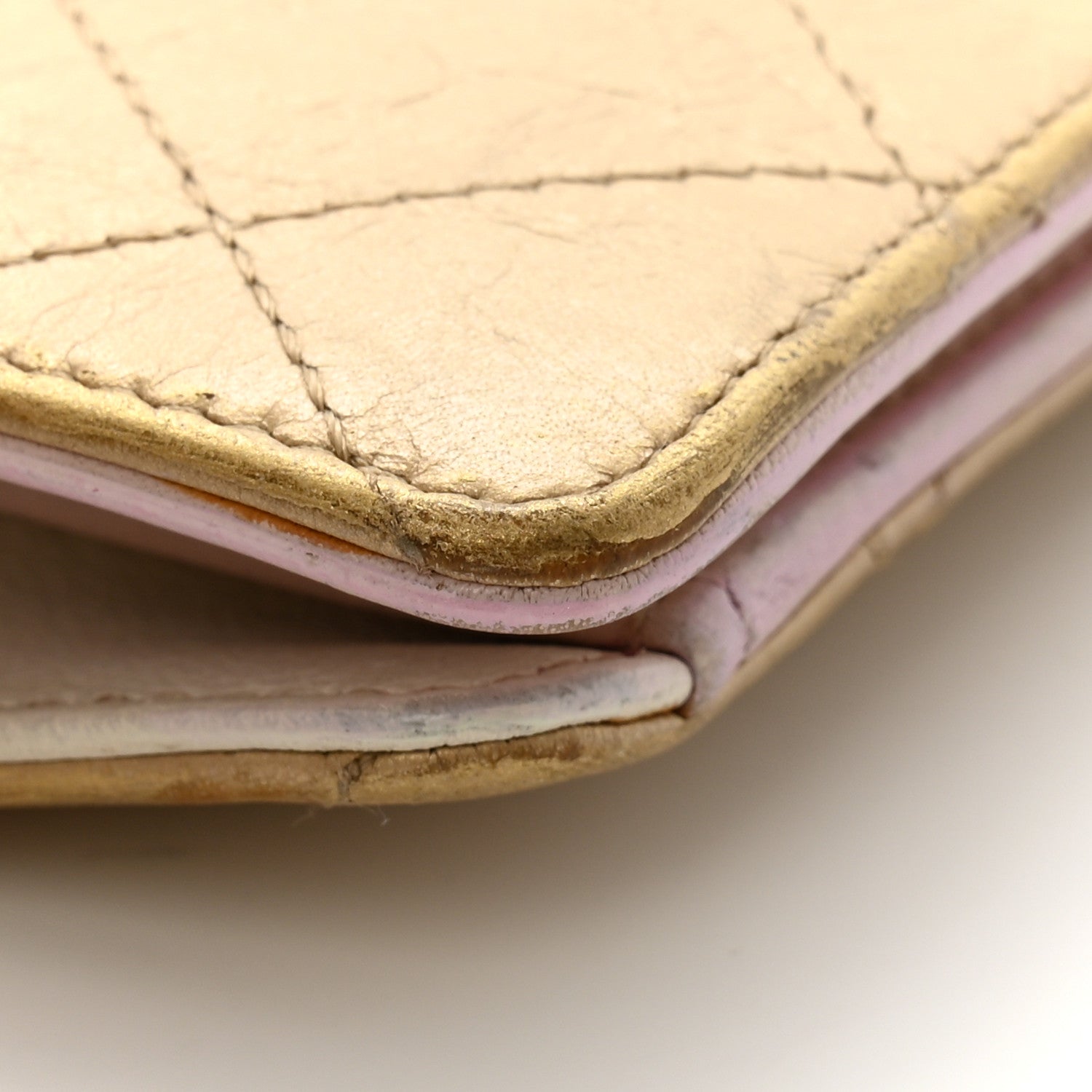 Chanel Metallic Calfskin Quilted Yen Wallet Gold Pink 9 of 14
