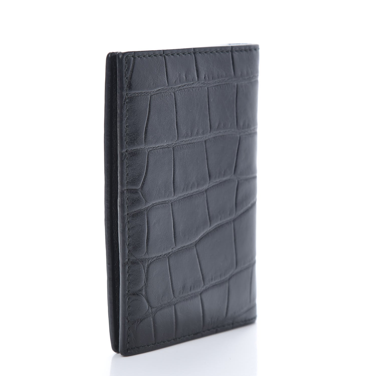 Alexander McQueen Calfskin Croc Embossed Skull Pocket Organizer Black 3 of 8