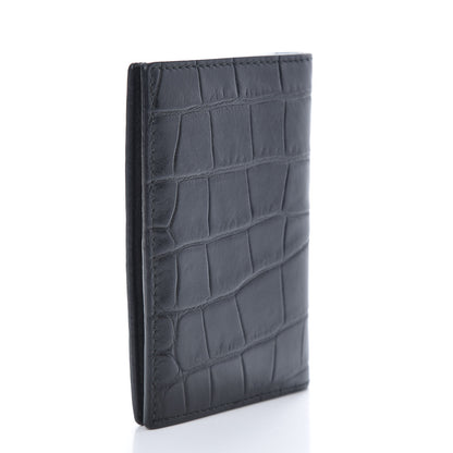 Alexander McQueen Calfskin Croc Embossed Skull Pocket Organizer Black 3 of 8