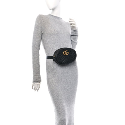 Gucci Calfskin Matelasse GG Marmont Belt Bag 85 34 Black 2 of 11
