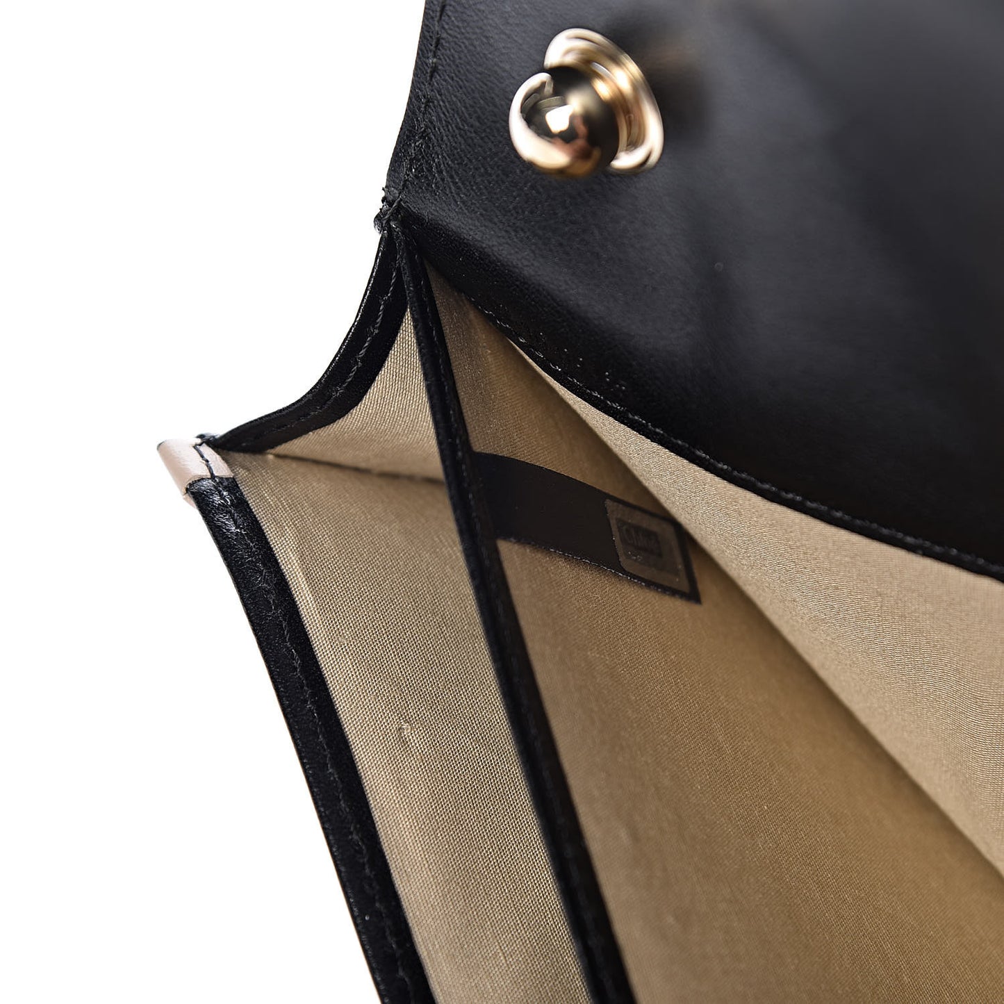Calfskin Patchwork Chain Wallet Black Beige