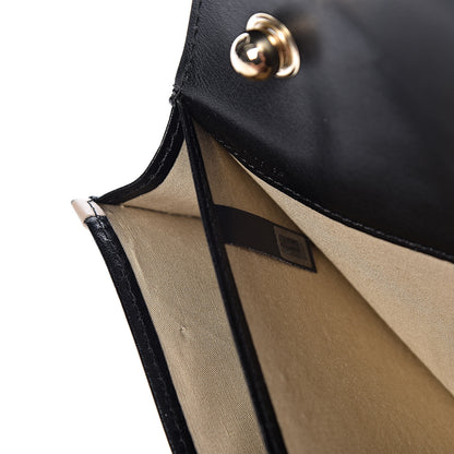 Chloe Calfskin Patchwork Chain Wallet Black Beige 8 of 13