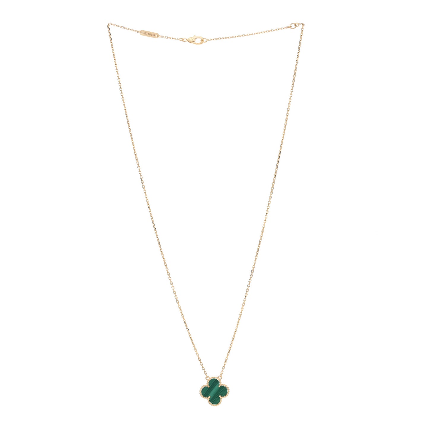 18K Yellow Gold Malachite Vintage Alhambra Pendant Necklace