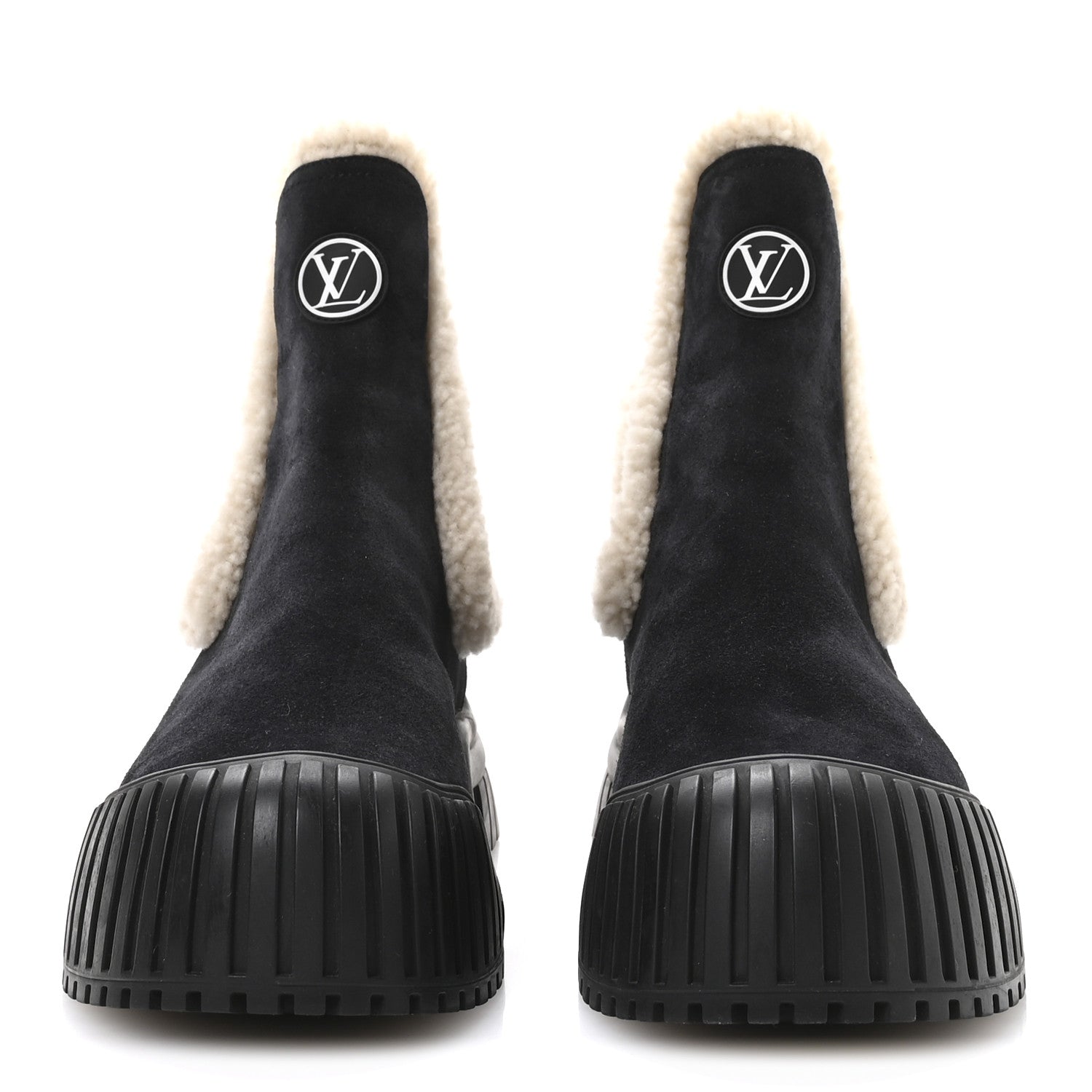 Louis Vuitton Suede Shearling Ruby Flat Ankle Boots 38 Black 3 of 8