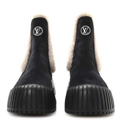 Louis Vuitton Suede Shearling Ruby Flat Ankle Boots 38 Black 3 of 8