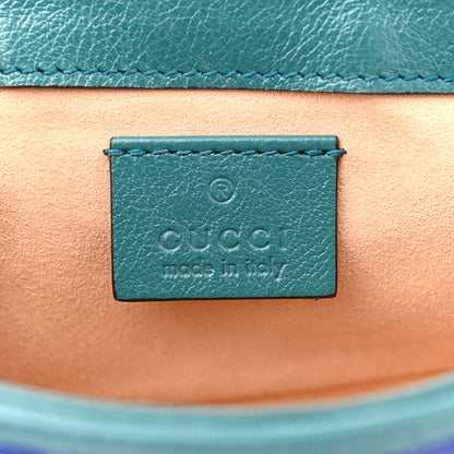 Gucci Azalea Calfskin Enamel Matelasse Diagonal Super Mini Torchon GG Marmont Shoulder Bag Imperial Blue Pavone 6 of 12