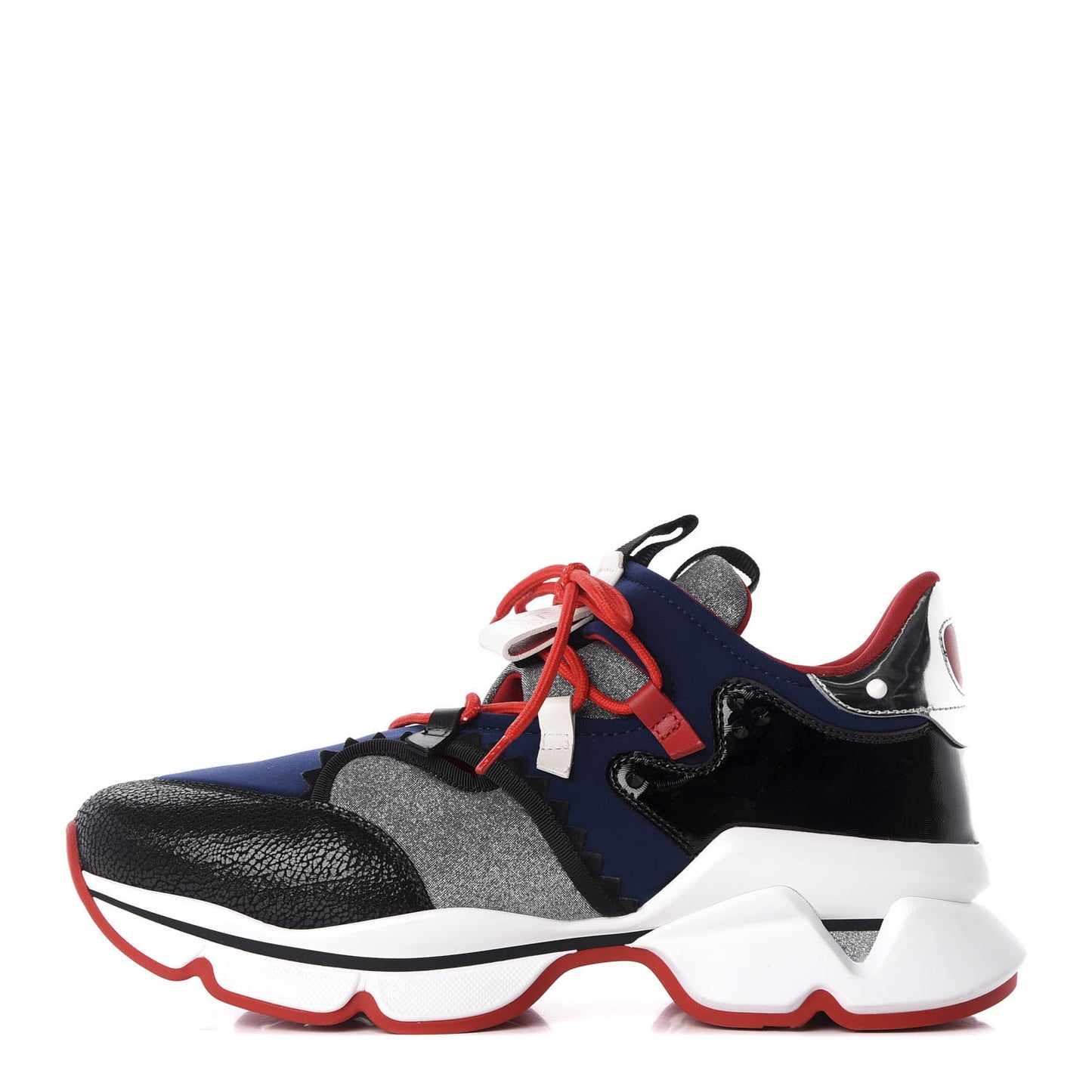 Neoprene Patent Glitter Wet Red Runner Flat Sneakers 46 Version Multi