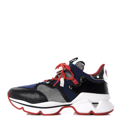 Christian Louboutin Neoprene Patent Glitter Wet Red Runner Flat Sneakers 46 Version Multi 1 of 8