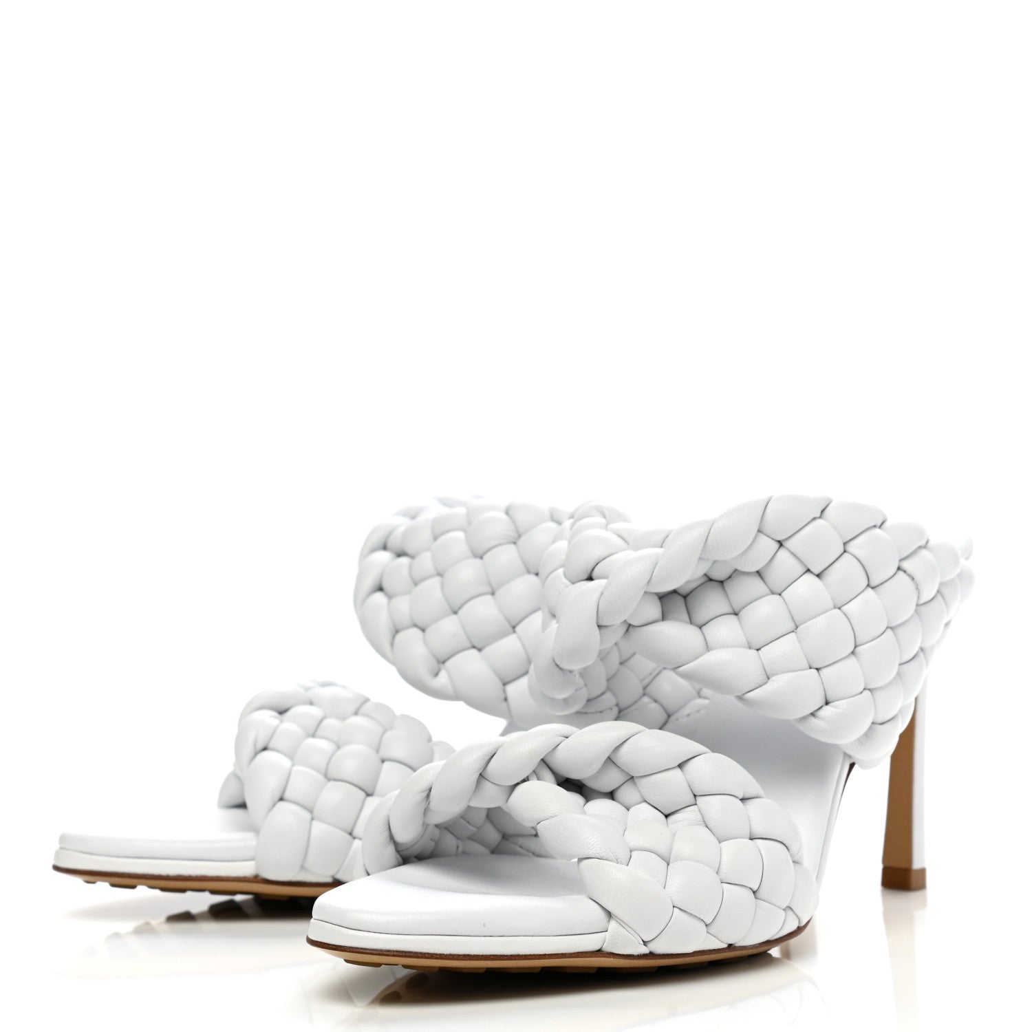 Bottega Veneta Nappa Twisted Padded Intrecciato Curve Slide Sandals 37.5 Optic White 3 of 7