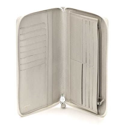 Chanel Metallic Caviar Large Sevruga Zip Around Organizer Wallet Silver 5 of 10
