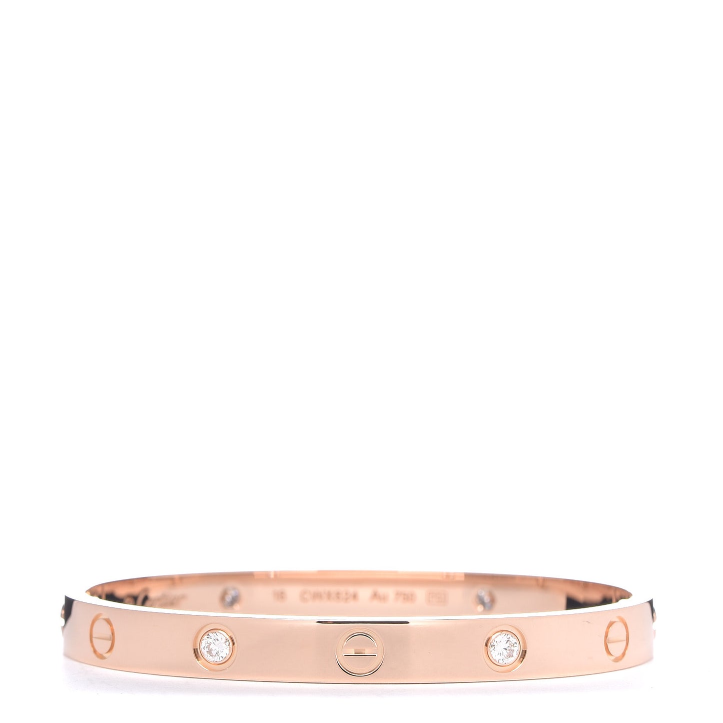 18K Pink Gold 4 Diamond LOVE Bracelet 16