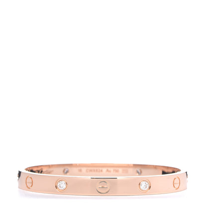 Cartier 18K Pink Gold 4 Diamond LOVE Bracelet 16 1 of 6