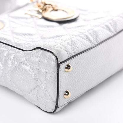 Christian Dior Metallic Grained Calfskin Cannage Mini Lady Dior Silver 8 of 10