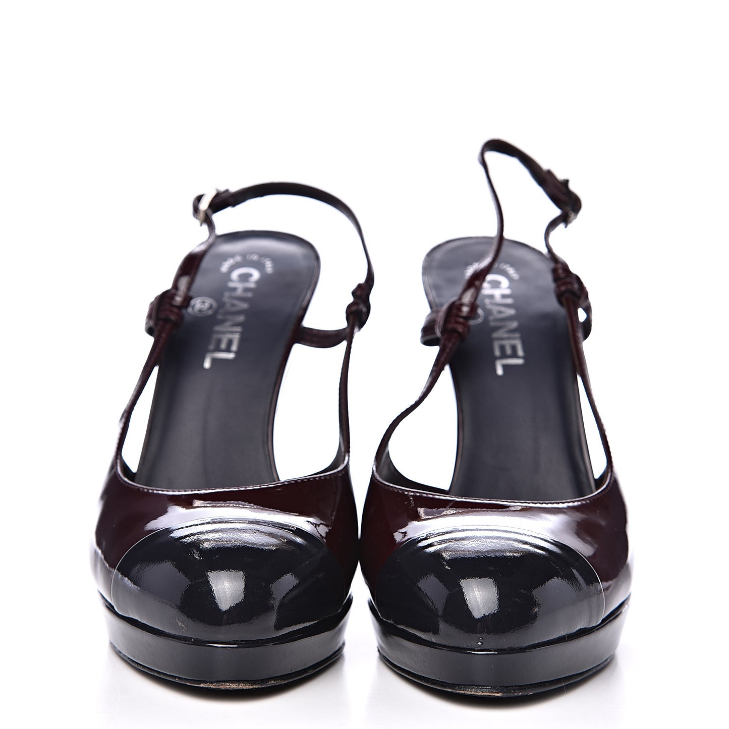 Patent Cap Toe Sling Back Pumps 38 Burgundy