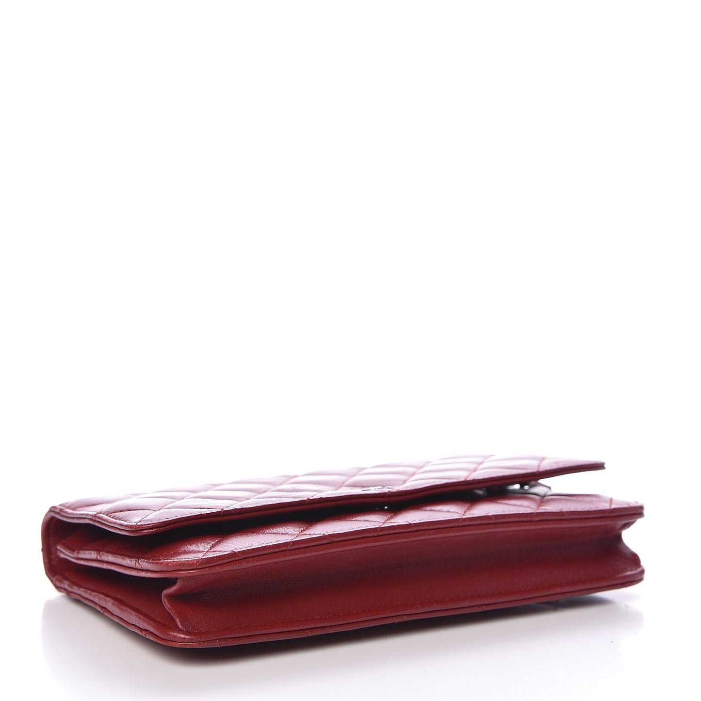 Lambskin Quilted Wallet On Chain WOC Red