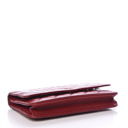 Chanel Lambskin Quilted Wallet On Chain WOC Red 4 of 11