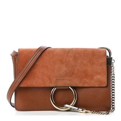 Chloe Suede Calfskin Small Faye Shoulder Bag Tobacco 1 of 9