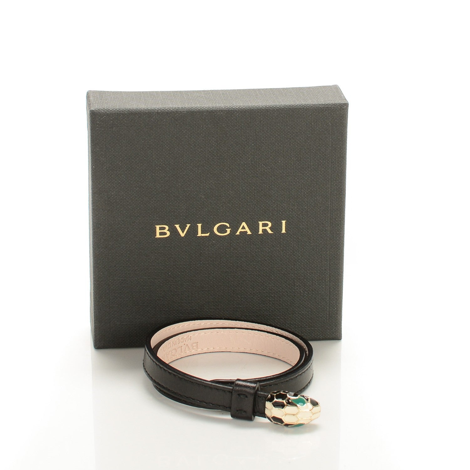 Bulgari Calfskin Serpenti Forever Double Coil Bracelet M Black 7 of 7