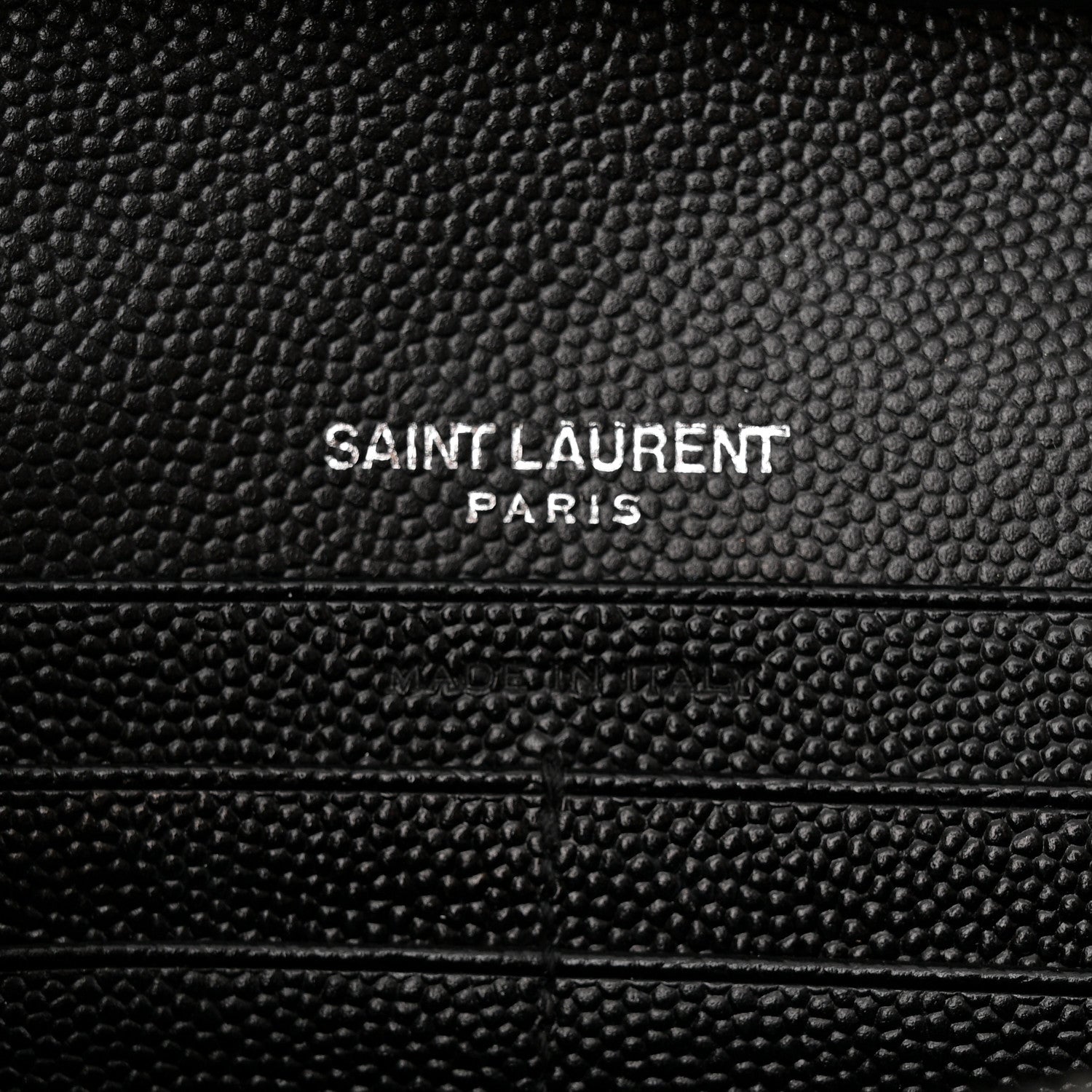 Saint Laurent Grain De Poudre Matelasse Chevron Monogram Monochrome Chain Wallet Black 7 of 14