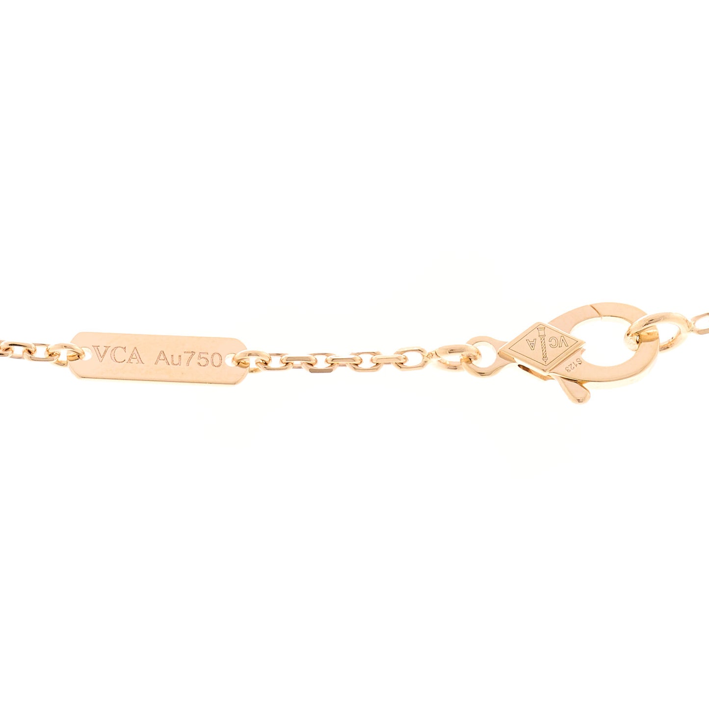 18K Rose Gold Diamond Rhodonite Vintage Alhambra Pendant Necklace