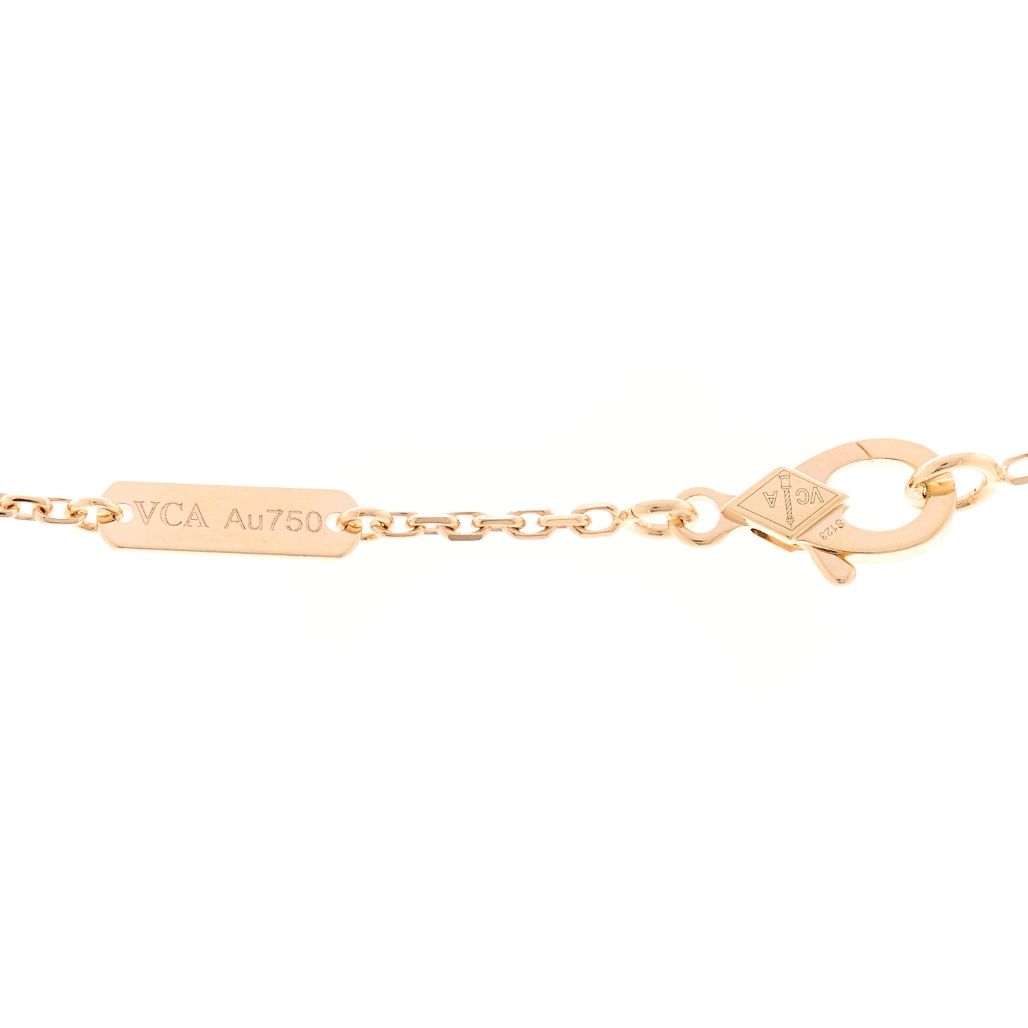 Van Cleef & Arpels 18K Rose Gold Diamond Rhodonite Vintage Alhambra Pendant Necklace 4 of 5