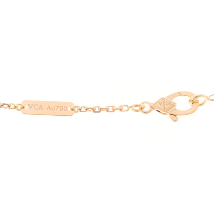 Van Cleef & Arpels 18K Rose Gold Diamond Rhodonite Vintage Alhambra Pendant Necklace 4 of 5