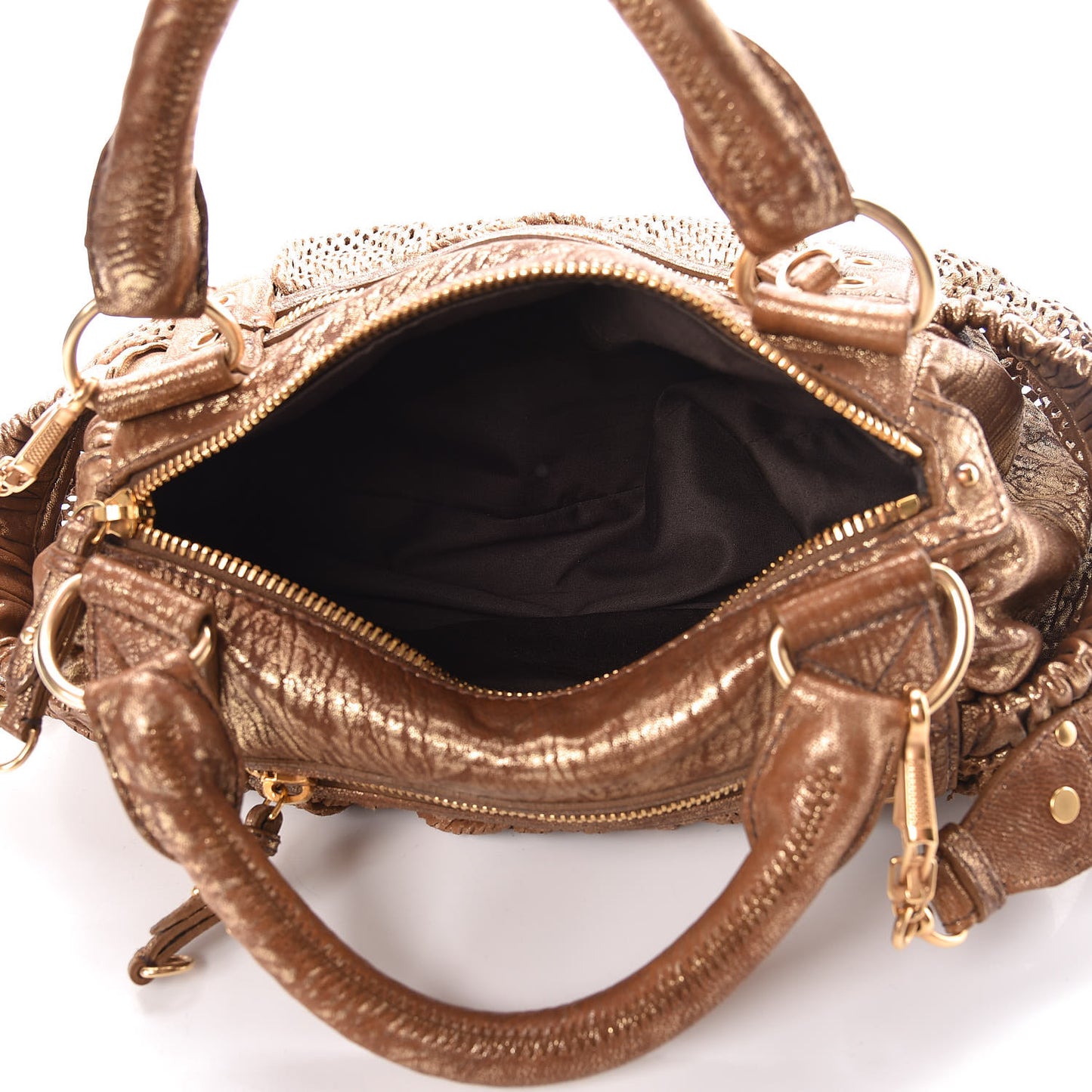 Metallic Nappa Perforated Satchel