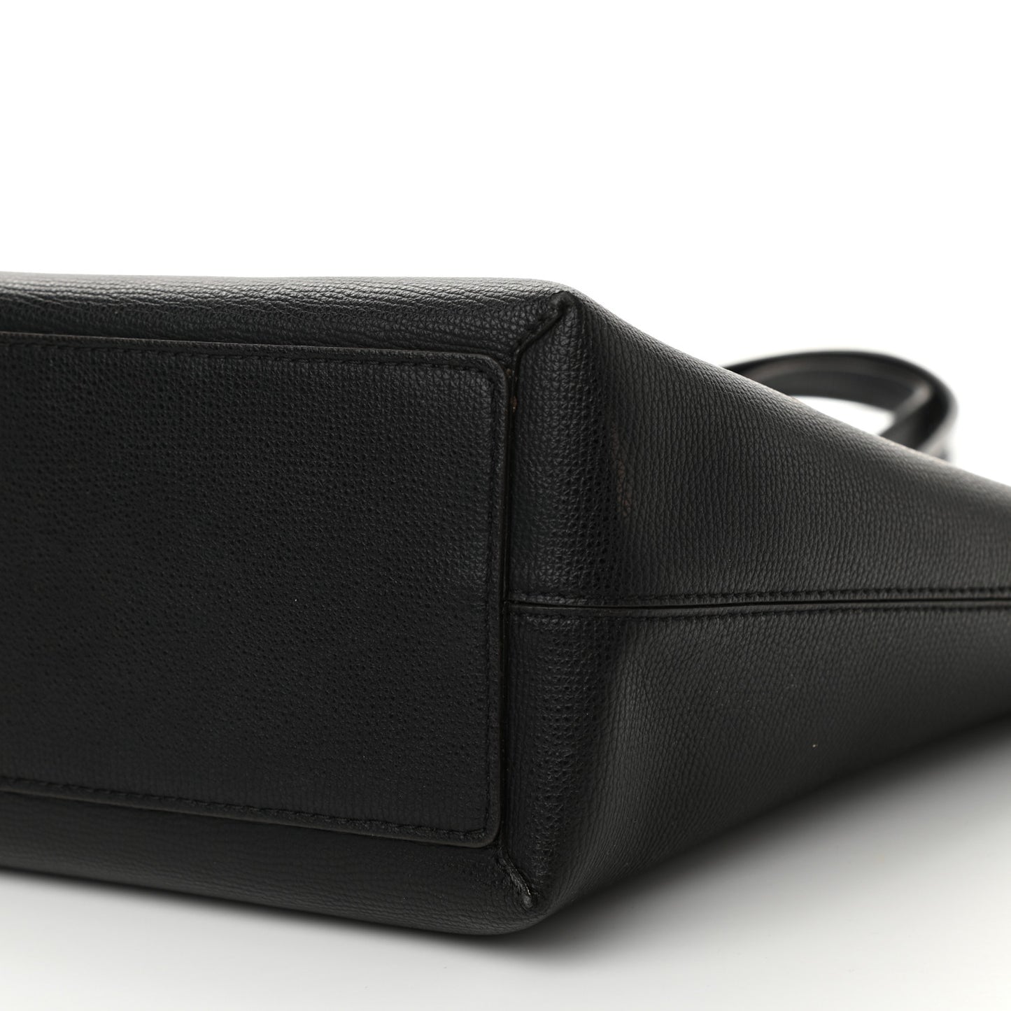 Grainy Calfskin Haymarket Check Medium Reversible Tote Black